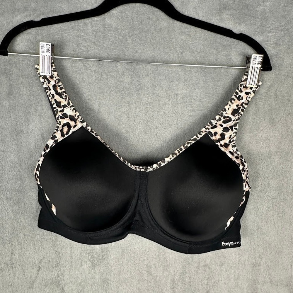 Freya Sonic Moulded Sports Bra Womens 36DD Pure Leopard Black Active Underwire